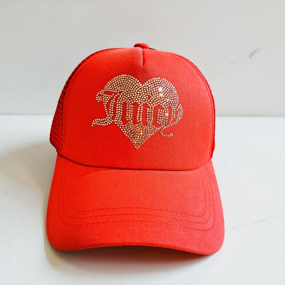 Juicy Couture Bling Rhinestone Baseball Cap Red NWT